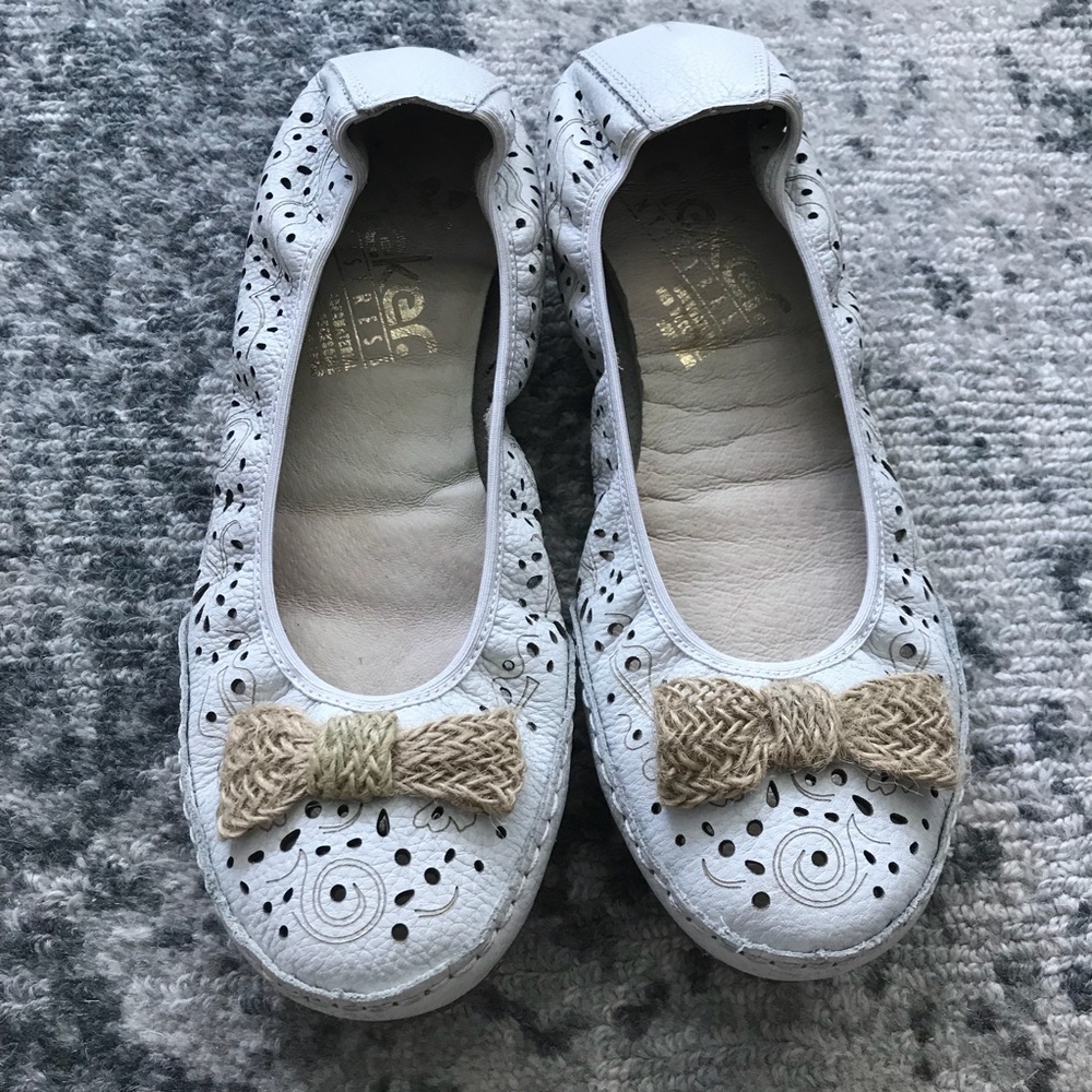 - RIEKER cute white summer bow flats 7 37